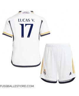 Günstige Real Madrid Lucas Vazquez #17 Heimtrikotsatz Kinder 2023-24 Kurzarm (+ Kurze Hosen)